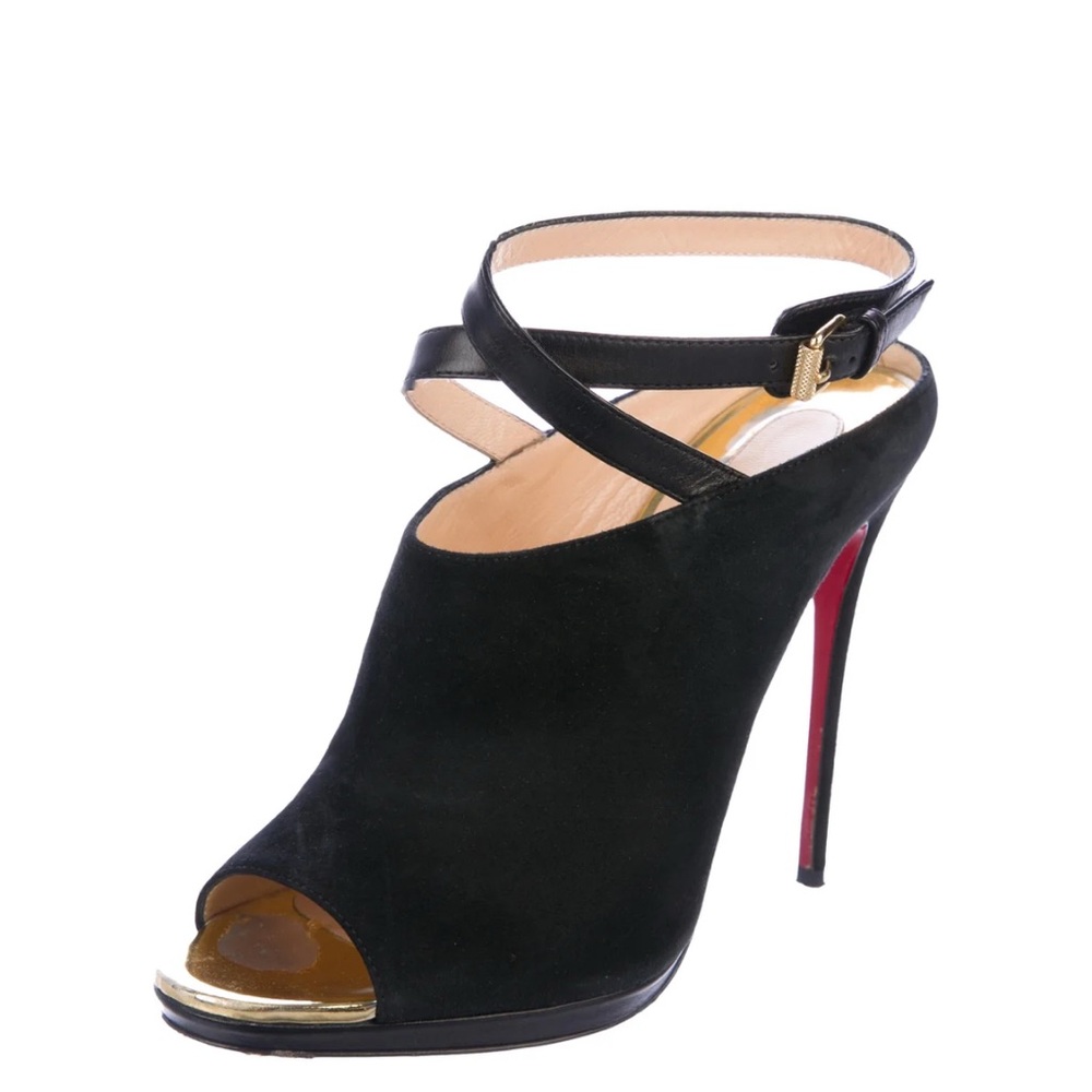 Christian Louboutin Suede Peep-Toe Boots Size 37 UNIQUE